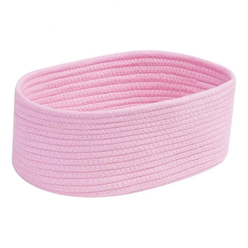 Generic Cotton Oval 10x7x5 Inch Bedside Organizer (Pink) Main image