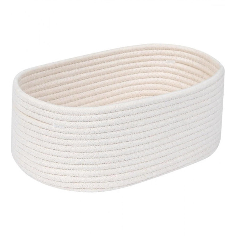 Generic Cotton Oval 10x7x5 Inch Bedside Organizer (White) Main image