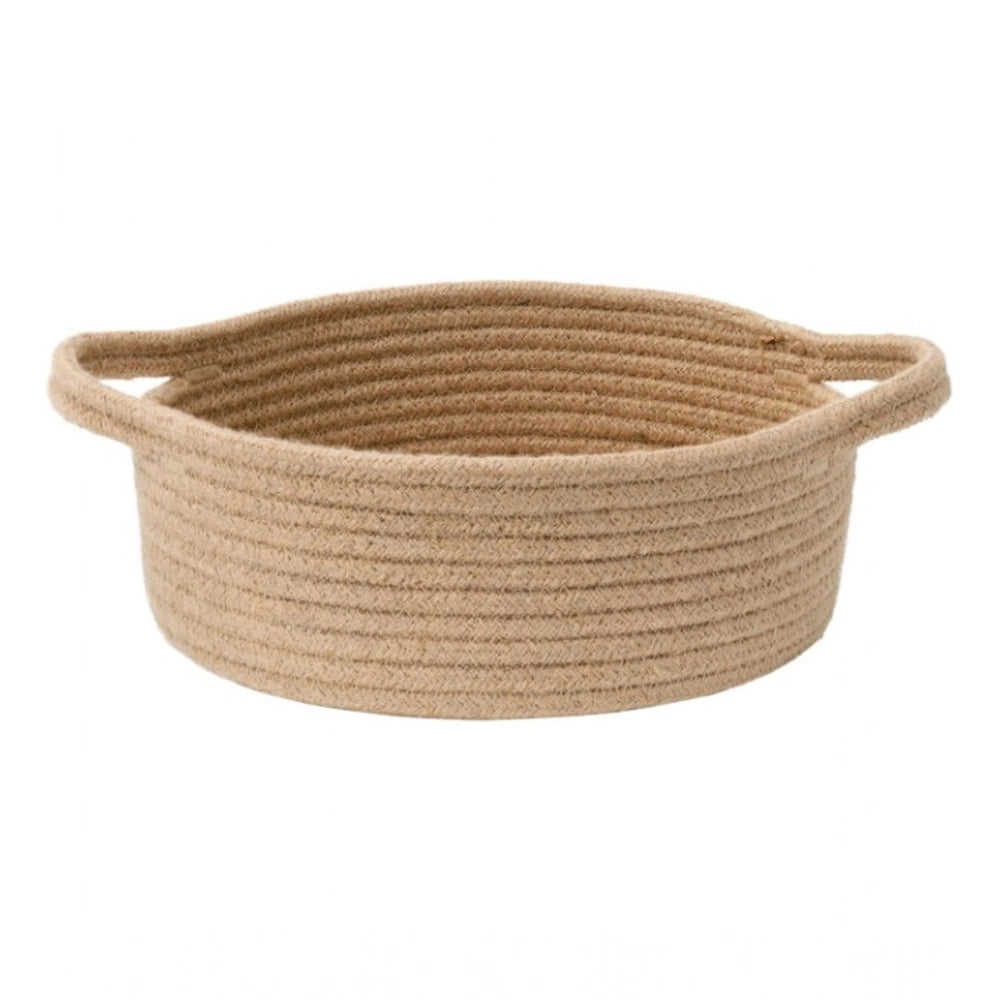 Generic Cotton 8x3 Inch Round Bedside Organizer (Beige) Main image