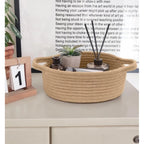 Generic Cotton 8x3 Inch Round Bedside Organizer (Beige)