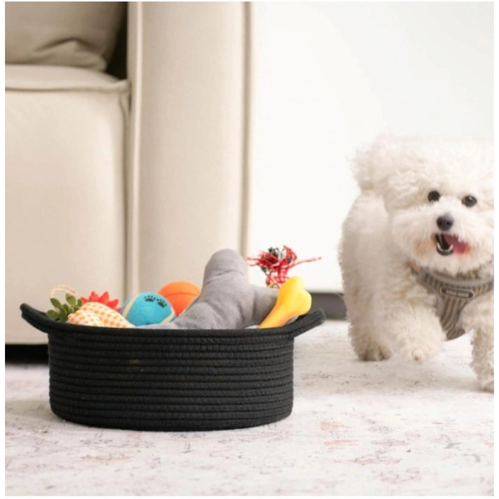 Generic Cotton 8x3 Inch Round Bedside Organizer (Black) Secondary image