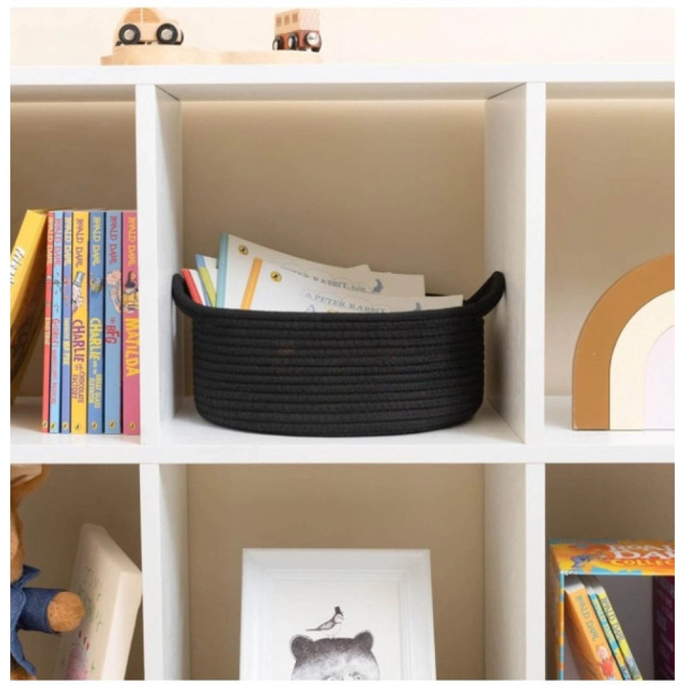 Generic Cotton 8x3 Inch Round Bedside Organizer (Black)