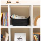 Generic Cotton 8x3 Inch Round Bedside Organizer (Black)