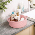 Generic Cotton 8x3 Inch Round Bedside Organizer (Pink)