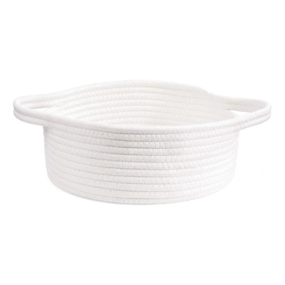 Generic Cotton 8x3 Inch Round Bedside Organizer (White) Main image