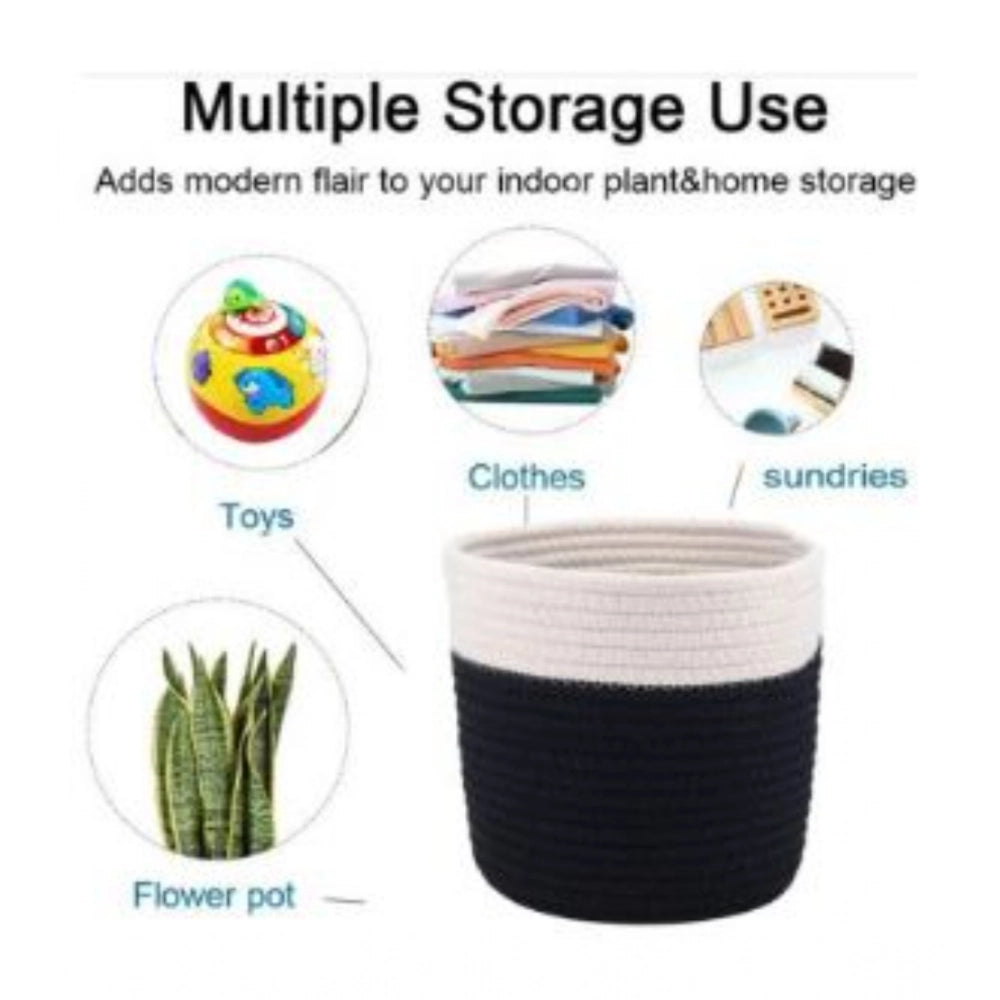 Generic Cotton Flower Pot (White Black) Secondary image