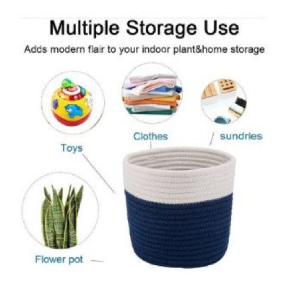Generic Cotton Flower Pot (White Blue) Secondary image