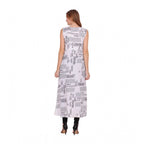 Generic Women's Casual Crepe Sleeveless Slit Dress (White)
