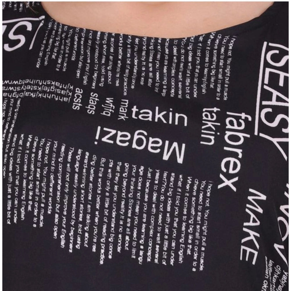 Generic Women's Casual Crepe Sleeveless Slit Dress (Black)