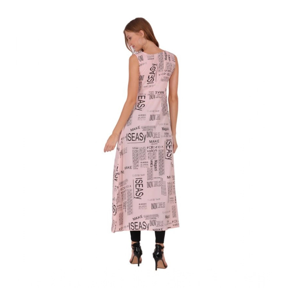 Generic Women's Casual Crepe Sleeveless Slit Dress (Light Pink) Secondary image