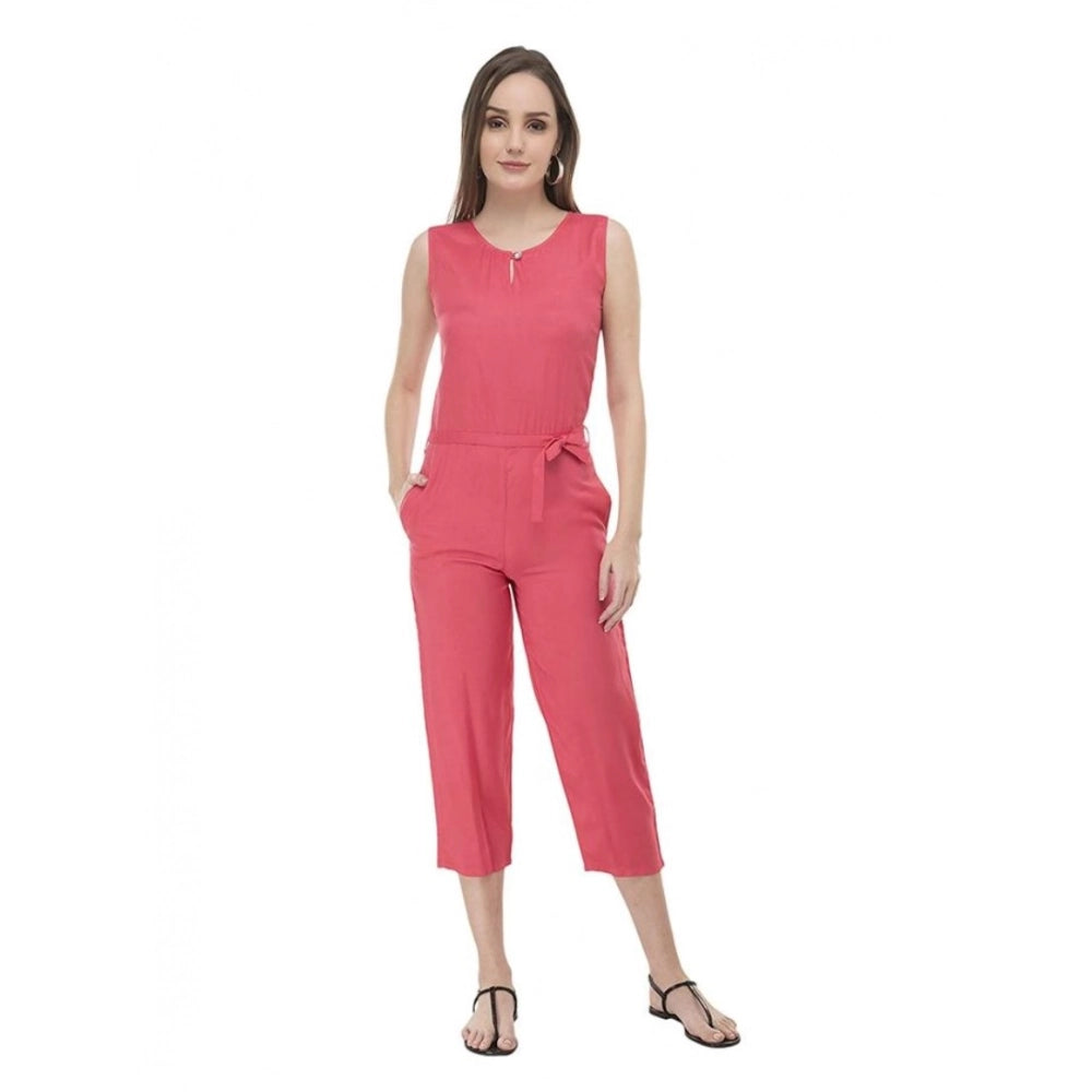 Generic Women's Casual Crepe Sleeveless Jump Suit (Pink) Main image