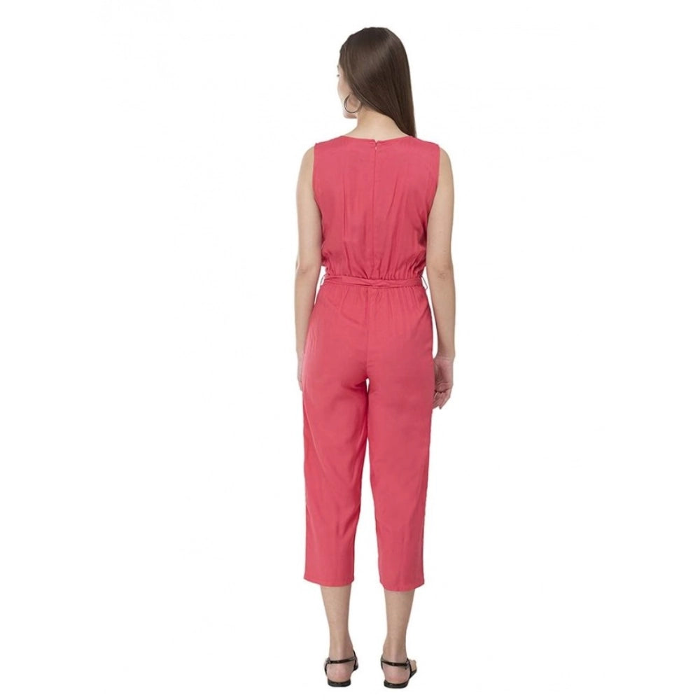 Generic Women's Casual Crepe Sleeveless Jump Suit (Pink) Secondary image