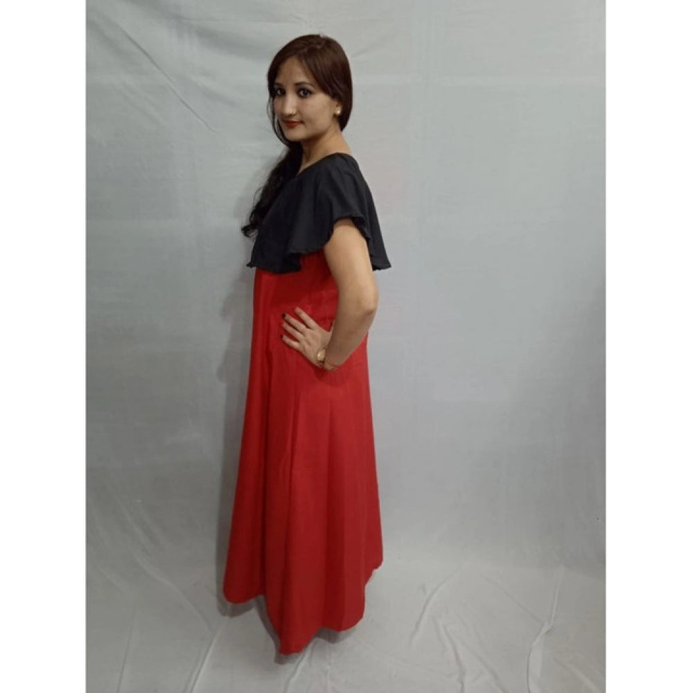 Generic Women's Casual Crepe Cape Sleeve Dress (Black)