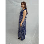 Generic Women's Casual Crepe Sleeveless Dress (Blue)