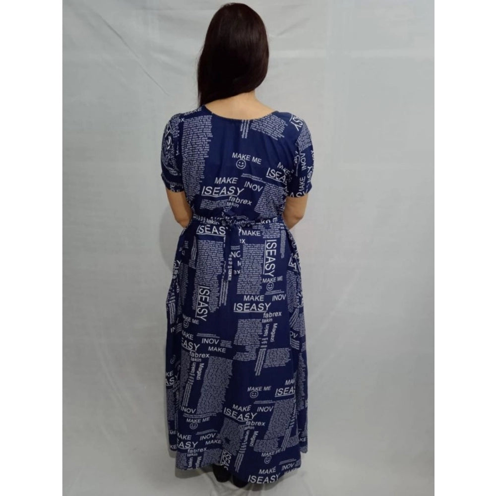 Generic Women's Casual Crepe Half Sleeves Dress (Blue) Secondary image
