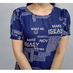 Generic Women's Casual Crepe Half Sleeves Dress (Blue)