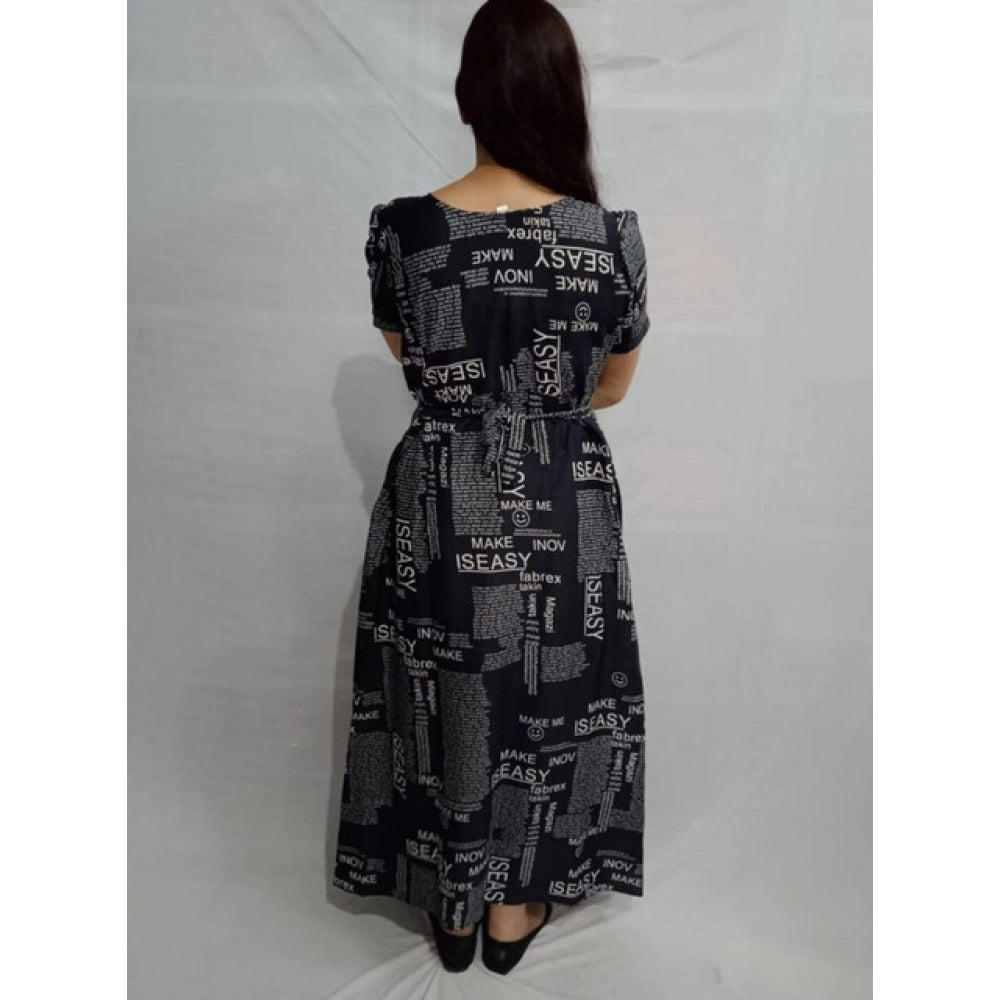 Generic Women's Casual Crepe Half Sleeves Dress (Black) Secondary image