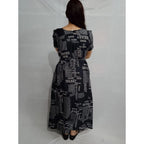 Generic Women's Casual Crepe Half Sleeves Dress (Black)