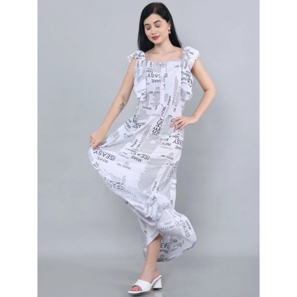 Generic Women's Casual Crepe Sleeveless Dress (White) Secondary image