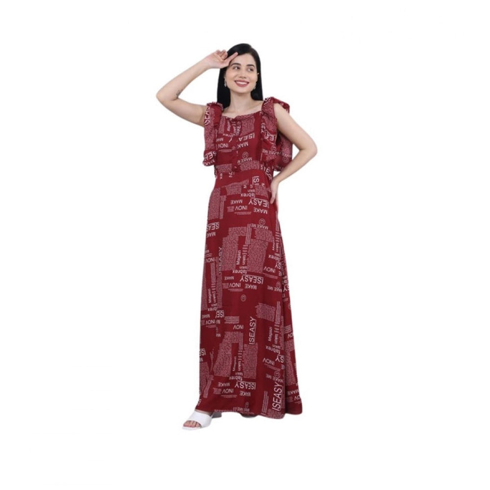 Generic Women's Casual Crepe Sleeveless Dress (Maroon) Main image