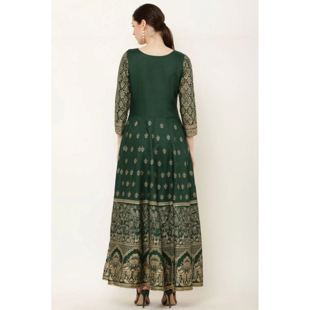 Generic Women's Casual Rayon 3-4th Sleeves Anarkali Kurti (Green) Secondary image