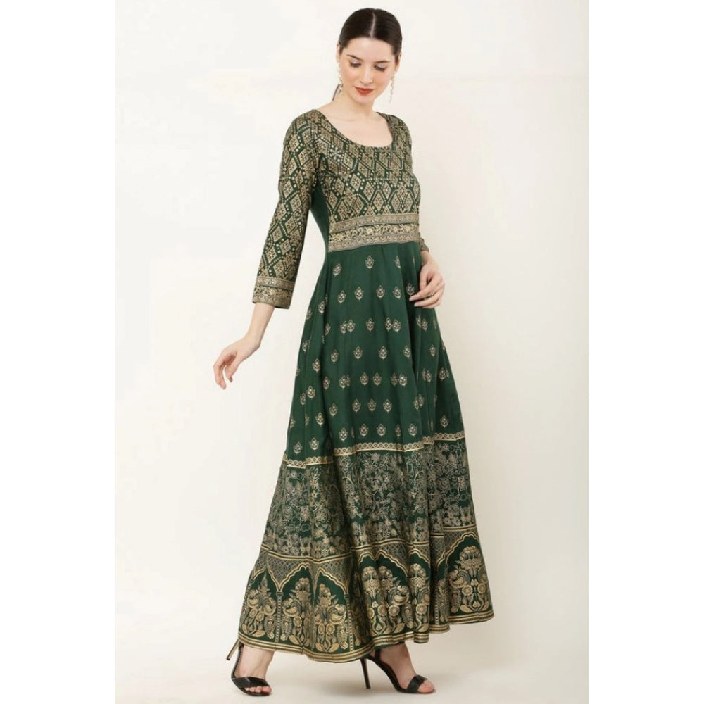 Generic Women's Casual Rayon 3-4th Sleeves Anarkali Kurti (Green)