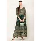 Generic Women's Casual Rayon 3-4th Sleeves Anarkali Kurti (Green)