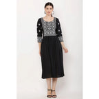 Generic Women's Casual Rayon 3-4th Sleeves Kurti (Black)