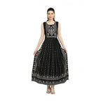 Generic Women's Casual Rayon Sleeveless Kurti (Black)