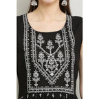 Generic Women's Casual Rayon Sleeveless Kurti (Black)