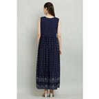 Generic Women's Casual Rayon Sleeveless Kurti (Blue)