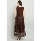 Generic Women's Casual Rayon Sleeveless Kurti (Brown)