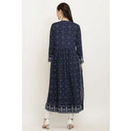 Generic Women's Casual Rayon Full sleeve Kurti (Blue)