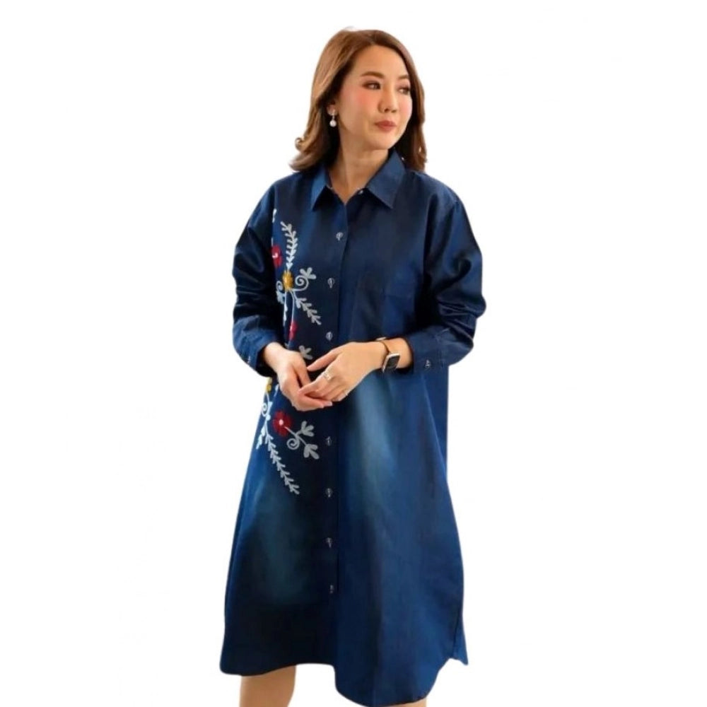 Generic Women's Casual Denim Full sleeve Dress (Blue) Main image