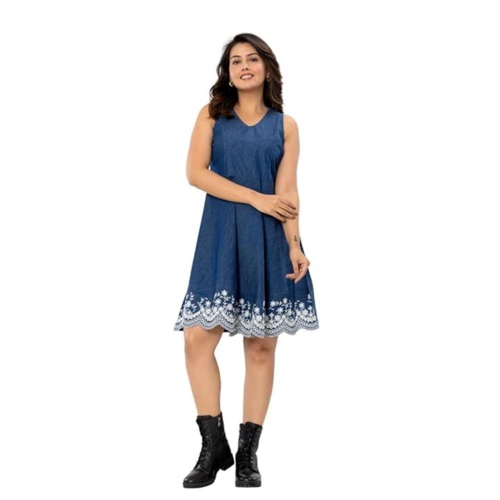 Generic Women's Casual Denim Sleeveless Dress (Blue) Main image
