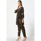 Generic Women's Casual Crepe 3-4th Sleeves Cord Set (Black)