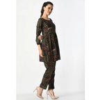 Generic Women's Casual Crepe 3-4th Sleeves Cord Set (Black)