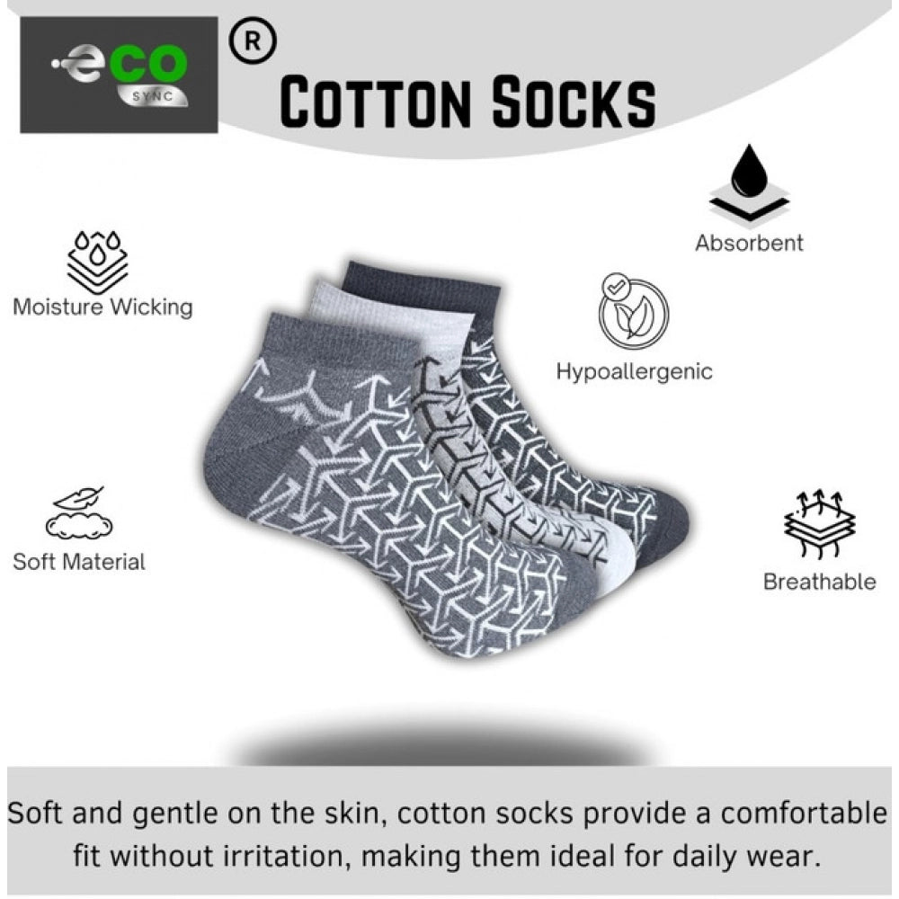 Generic 3_Pair Set Unisex Casual Cotton Printed Low Cut Socks (Multicolor)