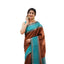 Generic Women's Soft Lichi Silk Printed Saree With Unstitched Blouse 5.5Mtr (Brown)