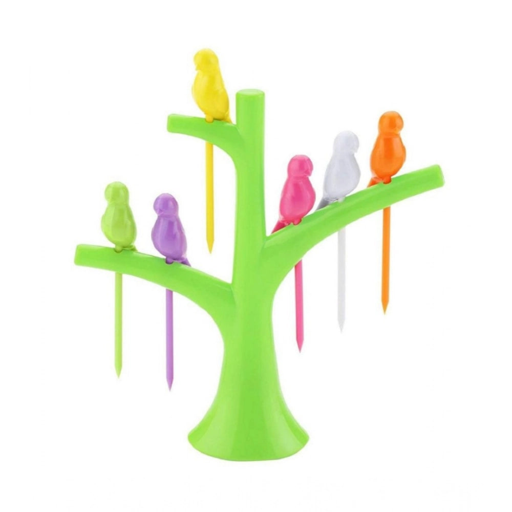 Generic Pack of 10_Bird Tree Fruit Fork Set Decorative Toothpick Holder (Color: Assorted ) Main image