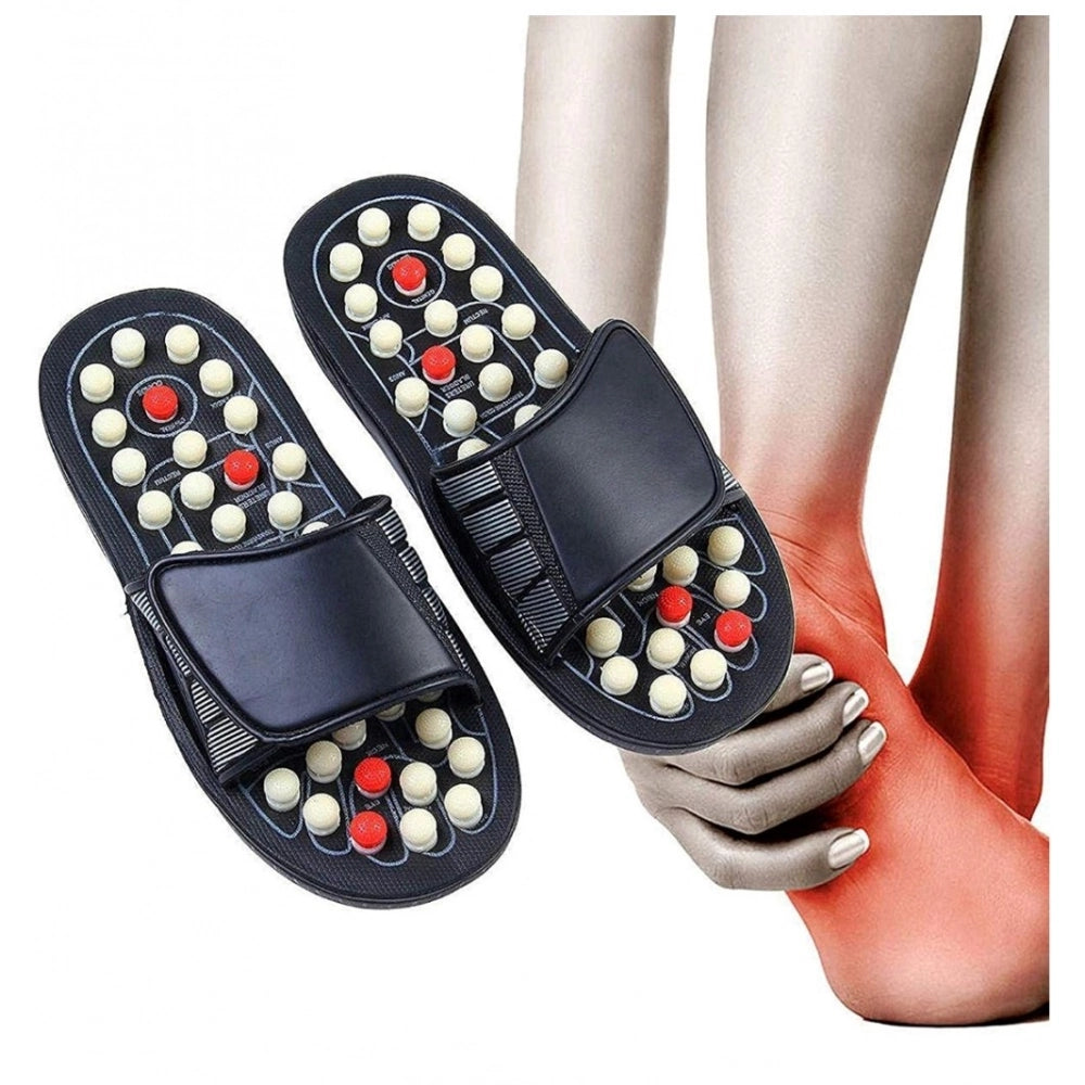 Generic Acupressure And Magnetic Therapy Slippers – Spring Accu Paduka Foot Massager for Blood Circulation (Unisex) (Color: Black) Secondary image