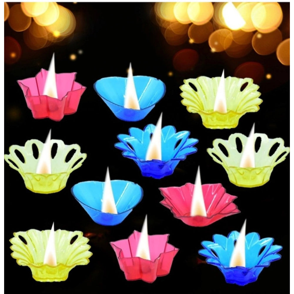 Generic Pack Of 2_Floral Diya Set – Multi-Color Tea Light Holders Set of 12 (Color: Assorted ) Secondary image
