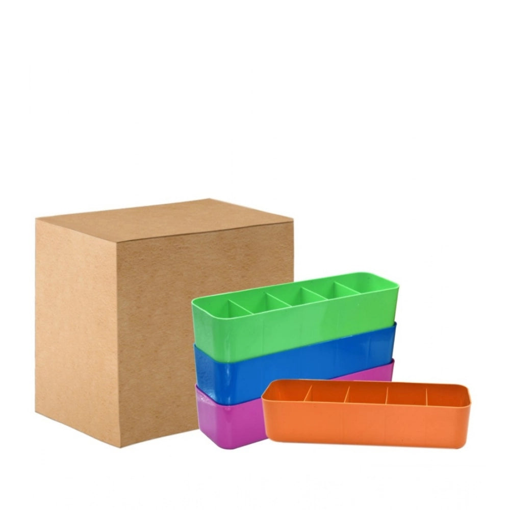 Generic Pack Of 2_Socks Organizer Tray – 4-Piece Set | Quick 5-Section Storage Trays for Drawer Organizing | Sorting Tray for Socks, Accessories And Closet Storage (Color: Assorted ) Main image