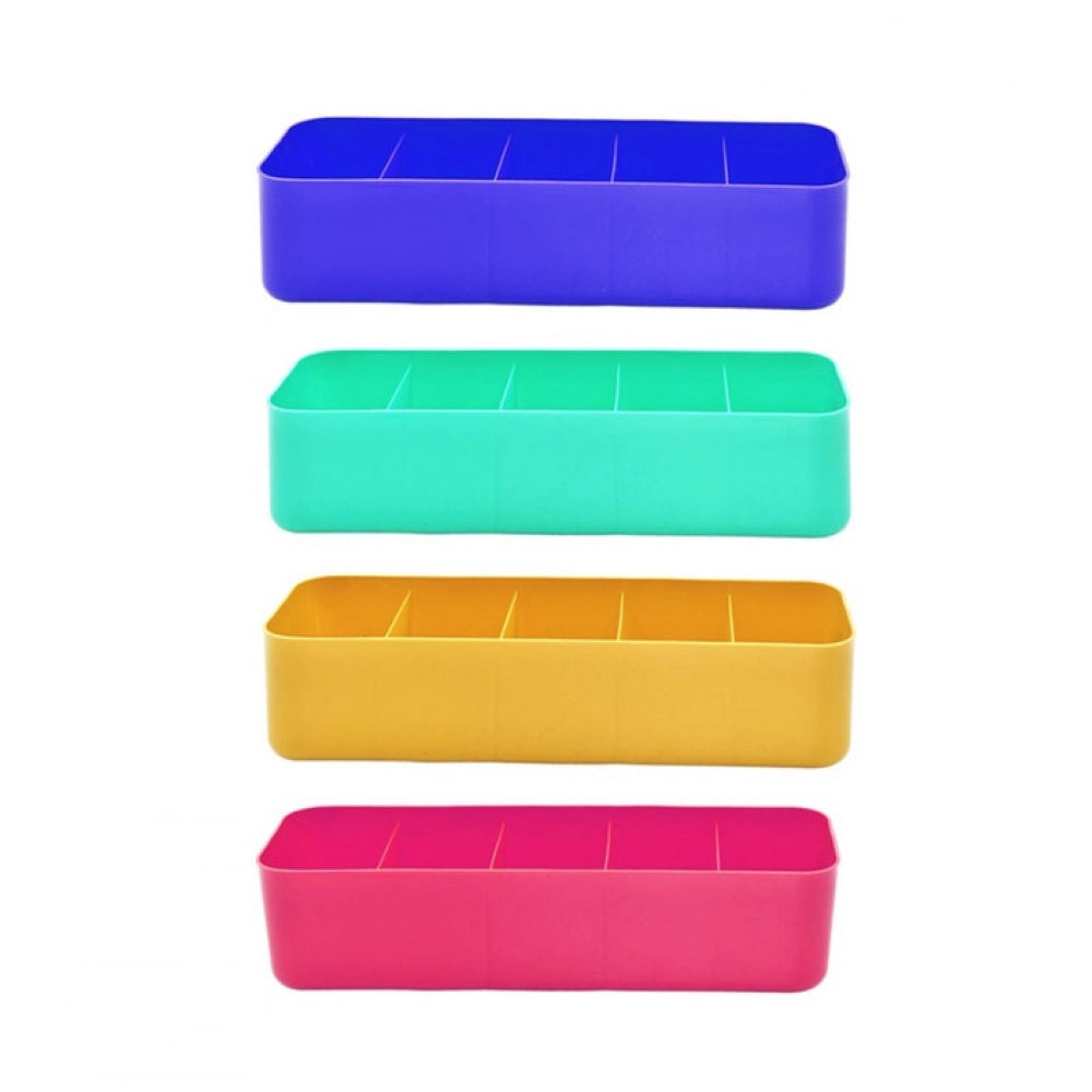 Generic Pack Of 2_Socks Organizer Tray – 4-Piece Set | Quick 5-Section Storage Trays for Drawer Organizing | Sorting Tray for Socks, Accessories And Closet Storage (Color: Assorted ) Secondary image