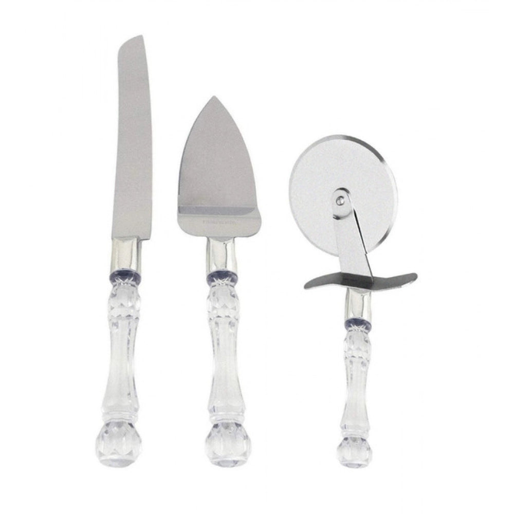 Generic Stainless Steel Cake Serving Set | Cake Cutting Knife And Server Set with Handle (Color: Assorted ) Main image