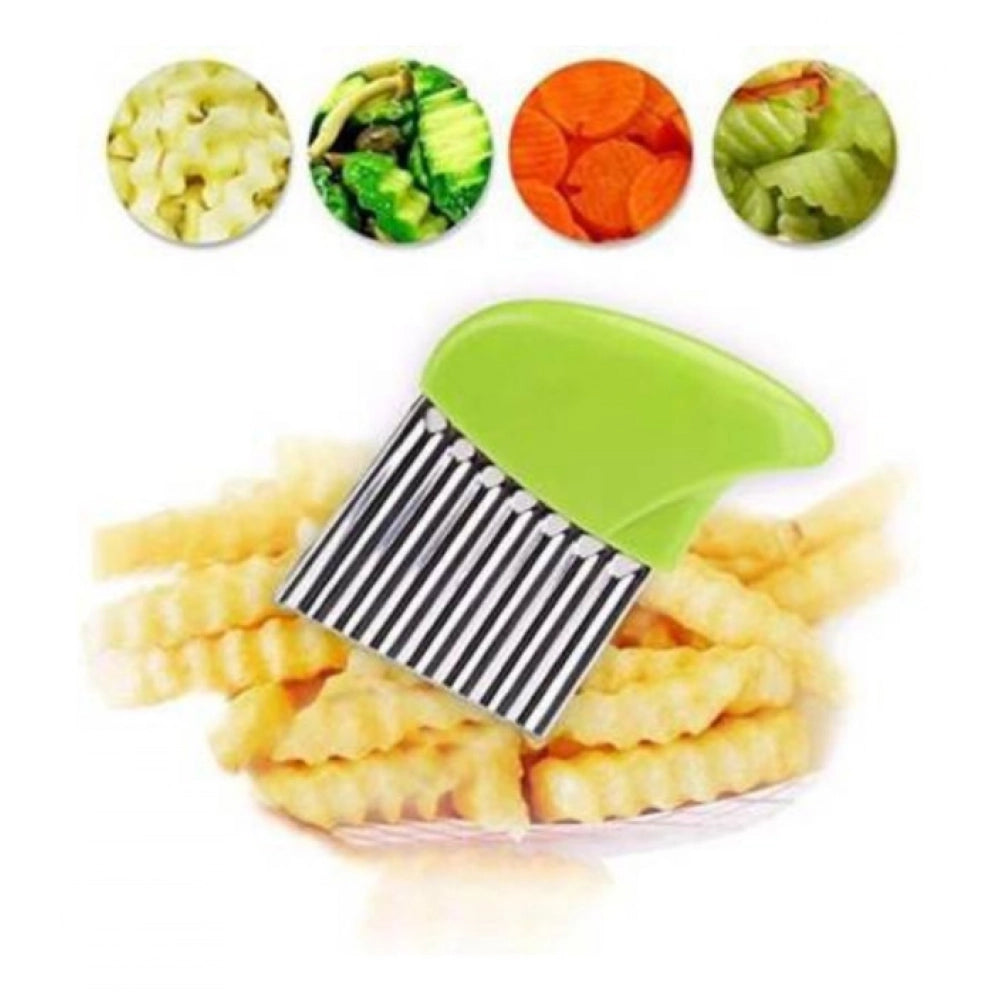 Generic Pack Of_5 Wave Shape Stainless Steel Potato Cutter And Slicer – (Color: Assorted ) Secondary image
