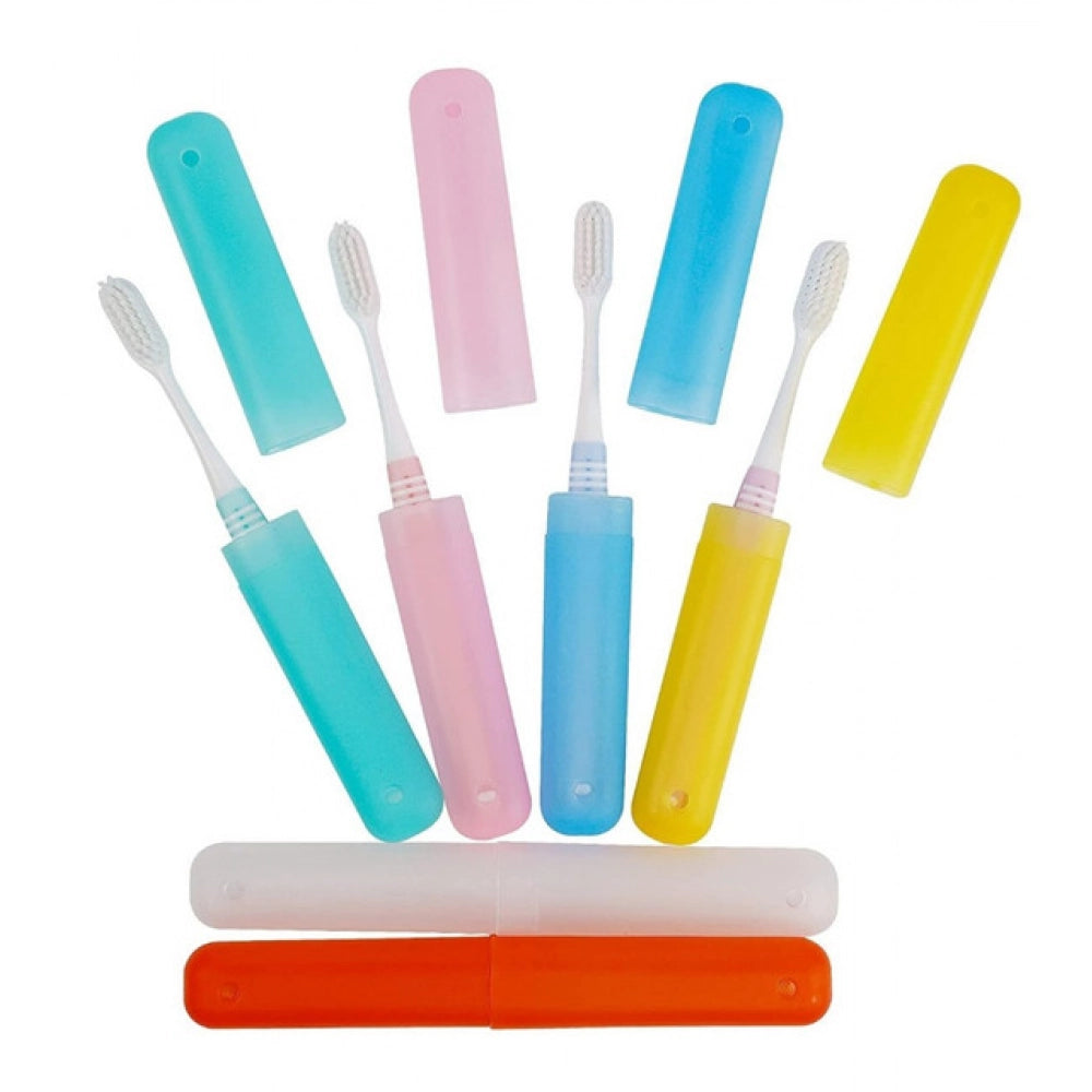 Generic Pack of 4_Plastic Toothbrush Holder Travel 4-PieceS SeT Tube Cases (Color: Assorted ) Main image