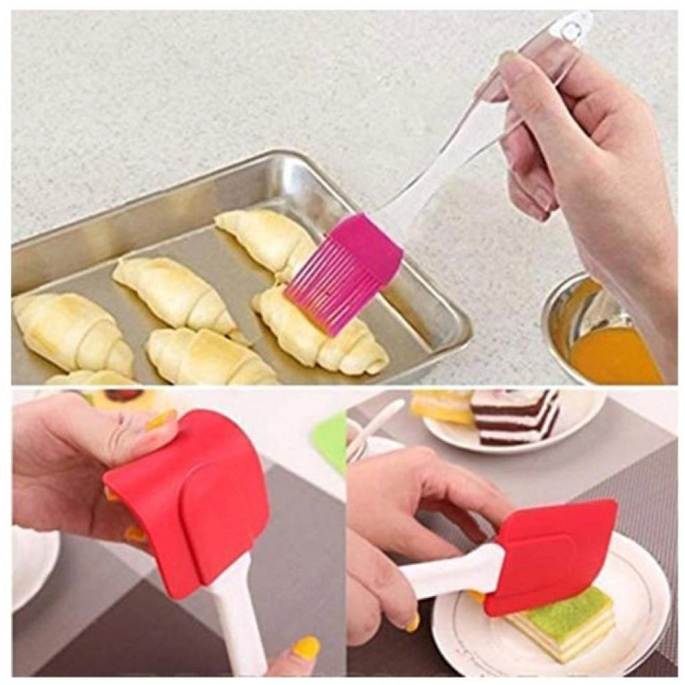 Generic Pack Of 5_Silicone Spatula with Brush – Heat Resistant Cooking And Baking (Color: Assorted ) Secondary image