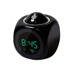 Generic Time Display with Voice Projection And Wake-Up Alarm Clock (Color: Black)
