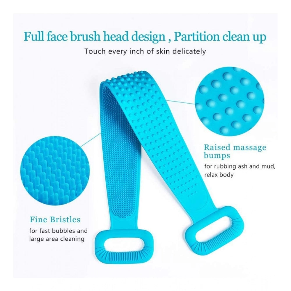 Generic Pack Of 2_Silicone Bath Scrubber Belt – Dual-Sided Exfoliating Body Cleaning Strap (Color: Assorted ) Secondary image